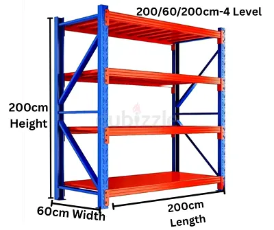Heavy Duty Industrial Pallet Racking Shelf 200x60x200cm, 4-Level