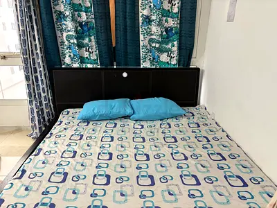 Queen-size bed frame with mattress — good condition