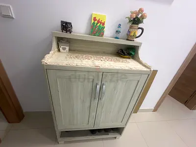 Wooden shoe cabinet - Light Grey, Good Condition