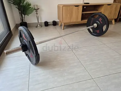 Barbell with weight plates - 60kg total weight