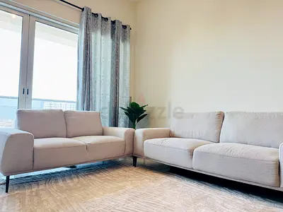 Home Center 3+2 seater Fabric Sofa Set (Excellent condition) AED 1,000