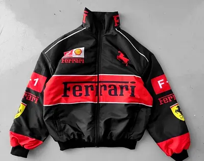 Ferrari branded black red racing jacket - unisex