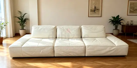 Marina white leather 3-seater modular sofa, modern design