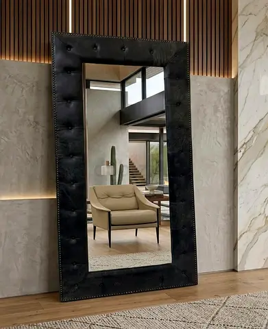 Timothy Oulton genuine leather mirror with stand