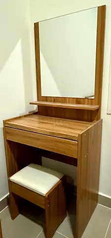 Modern Wooden Dressing Table with Large Mirror  Stool – Excellent Condition