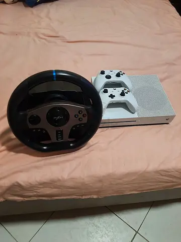 Xbox one s with 2 controller and racing wheel