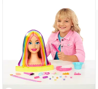 TWO Hair Styling Practice Head for Kids with Accessories - Rainbow Hair