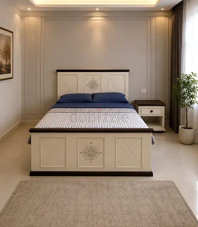 Classical Wooden Bed Frame with Matching Nightstand