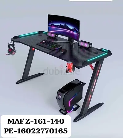 Brand new Gaming Desk with RGB Lighting and Headset/Cup Holders - Carbon Top