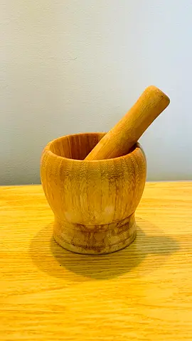 Wooden mortar and pestle — medium size, used