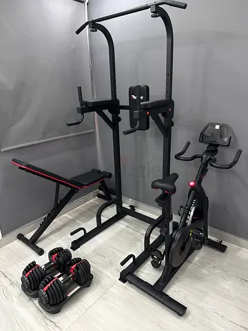 Multi-function Home Gym Set with Exercise Bike, Bench and Adjustable Dumbbells
