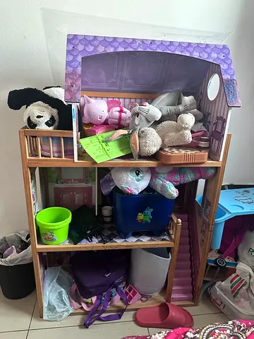 Wooden Bunk Dollhouse / Doll Bed with Pink Exterior - Good Condition doll house sale only