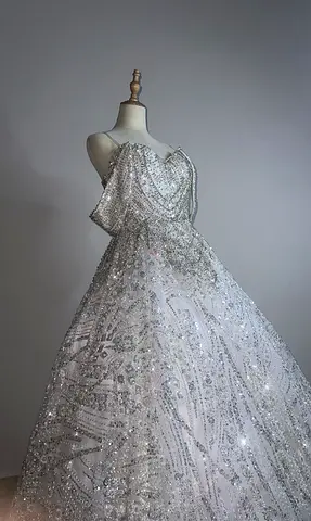 Stunning Sequined White Wedding Gown