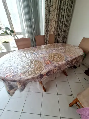 Brown Wooden Dining Table — Oval, Good Condition
