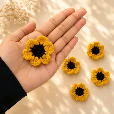 Crochet crocheted handmade flower applique perfect for adding personal touch to your clothes