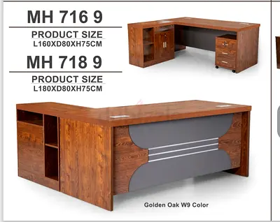 Modern L-Shaped Office Executive Desk in Golden Oak
