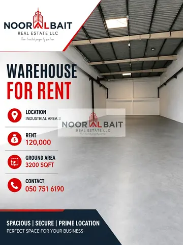 Spacious Warehouse for Rent in Industrial Area 3 | Prime Location