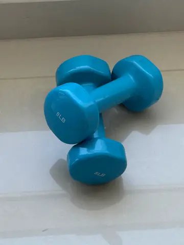 Pair of 8 lb Neoprene Coated Dumbbells - Light Blue