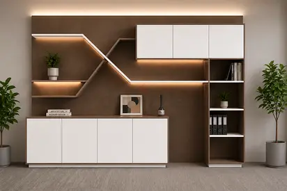 Custom Made Display  Storage Cabinet – Modern Office Wall Unit