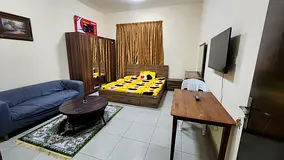 furnished Studio room available in khalifa city rent per 3200 water electricity maintenance included