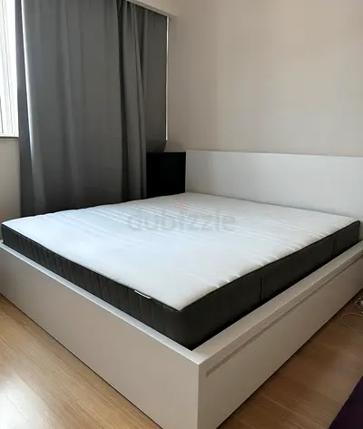 IKEA MALM king bed frame with mattress - good condition