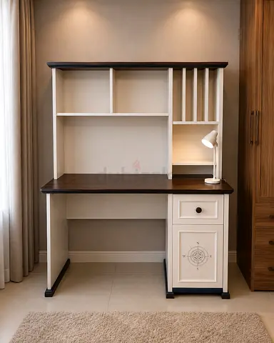 Modern Study Desk with Hutch and Storage Cabinet