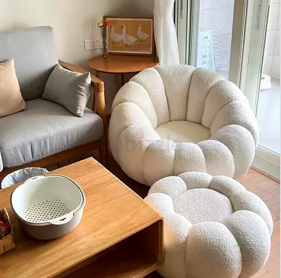 Lamb Fleece Sofa Set Modern Nordic Minimalist Cloud Couch Comfy Living Room Furniture with High Dens