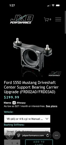 Ford Mustang S550 Driveshaft JXB Centre Support Bearing