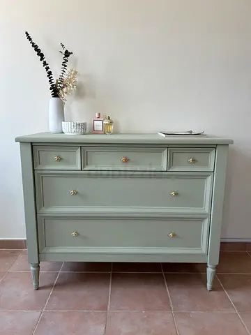 Hand Painted Pottery Barn Dresser in Sage Green