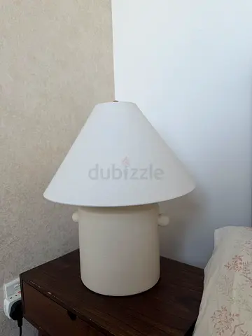 Simple Beige bedside table lamp with fabric shade