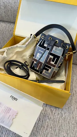 Fendi Mon Tresor Mini Bucket Bag - Blue/Grey Canvas