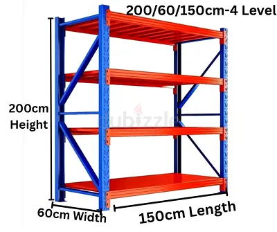 Heavy Duty Industrial Storage Rack - 4 Tier Metal Shelving (200x150x60cm)