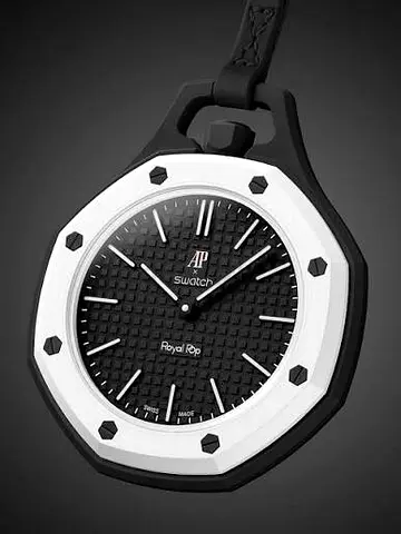 Mastercopy of AP x Swatch Royal Oak Pocket Watch / Pendant - Black  White