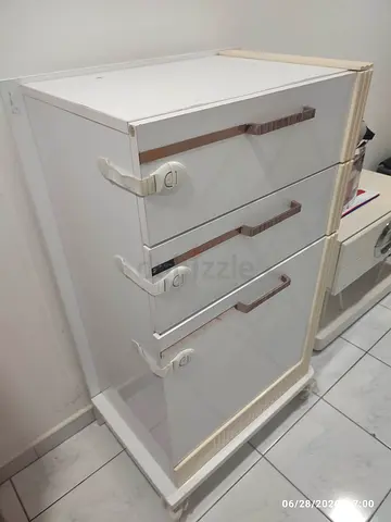 White 3-Drawer Tall Cabinet / Dresser — Good Condition