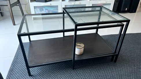 IKEA VITTSJO Nest of Tables Black-Brown Glass
