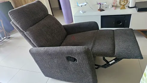 Grey Fabric Recliner Chair,Excellent Condition, Manual Recline,1 year warranty available with seller