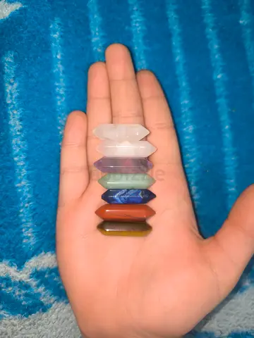 Set of 7 Small Double-Terminated Crystal Points — Assorted Stones Natural and High Quality
