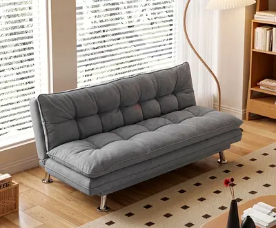 Comfortable Gray Tufted Sofa Bed