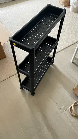 IKEA Slim 3-Tier Black Rolling Storage Trolley - Good Condition
