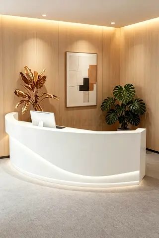 Minimalist Curved Reception Desk