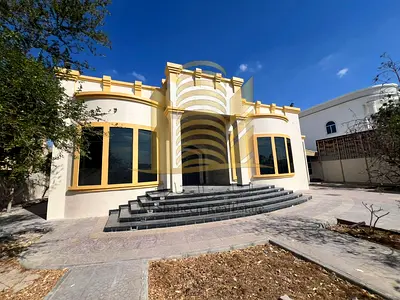 Villa for sale in Ajman, Al Jurf area, 15,000 sq ft. It consists of: a majlis with washrooms, a dining room, a large living room with washrooms and a bedroom, a large indoor kitchen, three master bedr