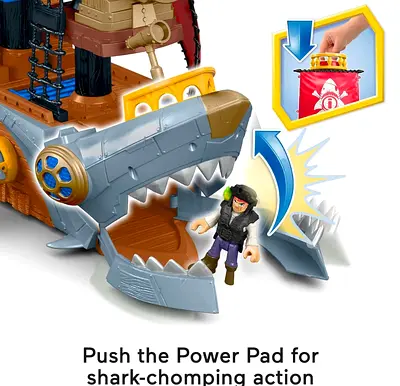 IMAGINEXT Shark Bite Pirate Ship Playset, Interactive Toy - Multicolor