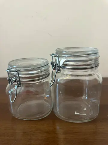 Set of 3 Glass Airtight Jars with Metal Clamp Lids - Free Vase with Purchase