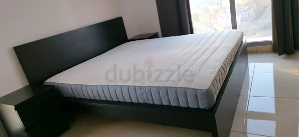 MALM King Size Bed, Mattress and two nightstands