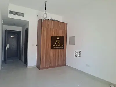 For annual rent in Ajman, in Princess Village, a studio apartment with large spaces, a balcony, and storage.