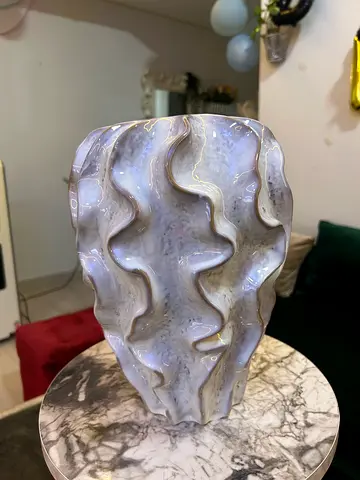 Decorative iridescent ceramic vase - unique sculpted design