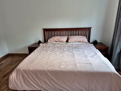 Solid Wood King Bed Frame and Memory Foam Mattress