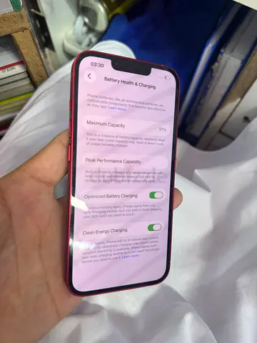 iPhone 13 (Red) - Good working condition, battery health shown