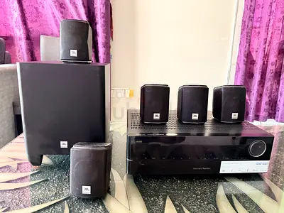 Harman Kardon AVR + JBL 5.1 Home Theater Speaker Set with Subwoofer
