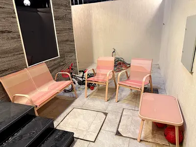 Outdoor seating set - chairs, and table